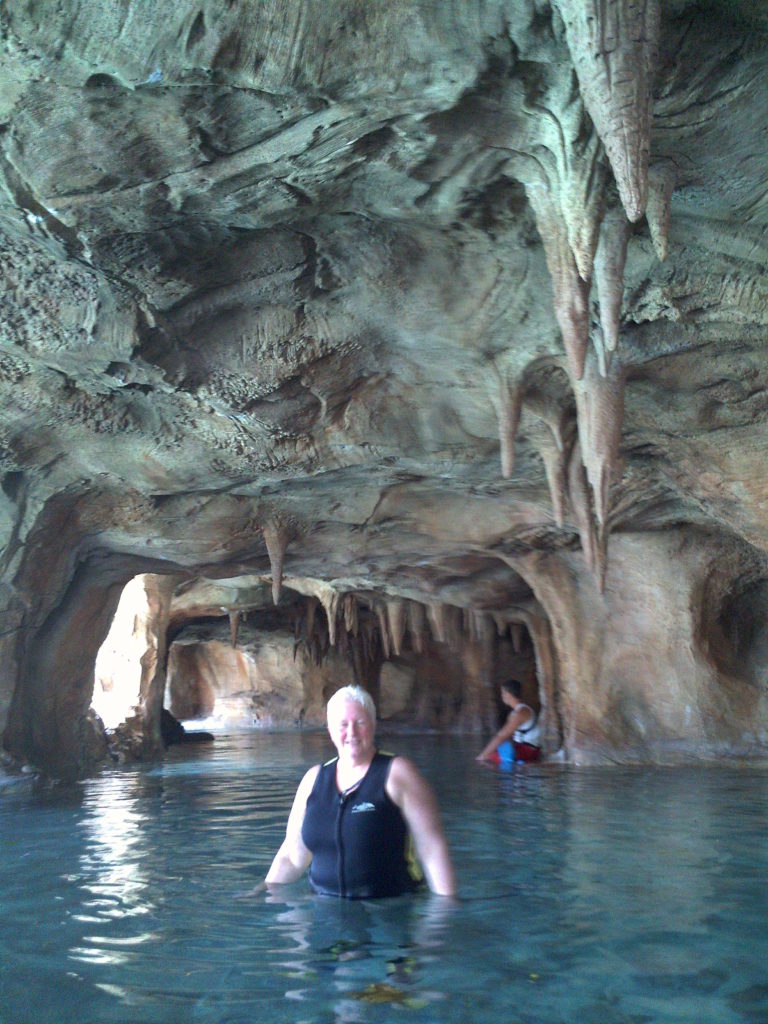 Exploring the caves at Discovery Cove